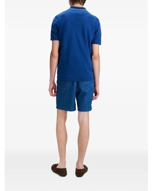 A.P.C. Blue Pleated Elasticated-Waist Shorts for men