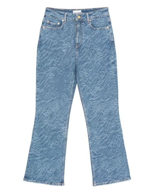Ganni Jeans Met Textuur En Vijf Zakken in het Blue