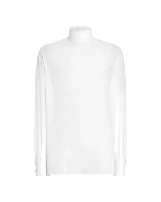 Dolce & Gabbana White Silk-Georgette Shirt for men