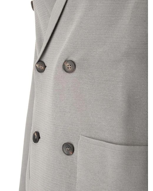 Al Duca D'aosta Gray Cardigan En Maille À Boutonnière Croisée for men