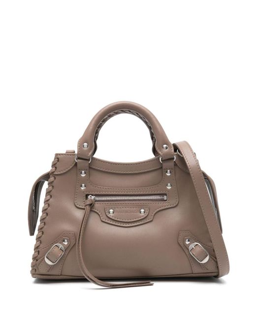 Balenciaga Brown Logo-debossed Leather Tote Bag