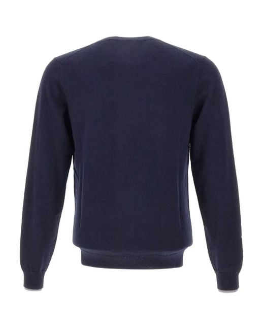 Sun 68 Blue Ribbed Crew-Neck Sweater for men