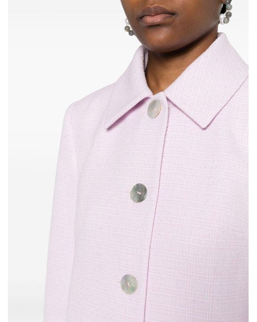 Claudie Pierlot Pink Check-print Buttoned Jacket