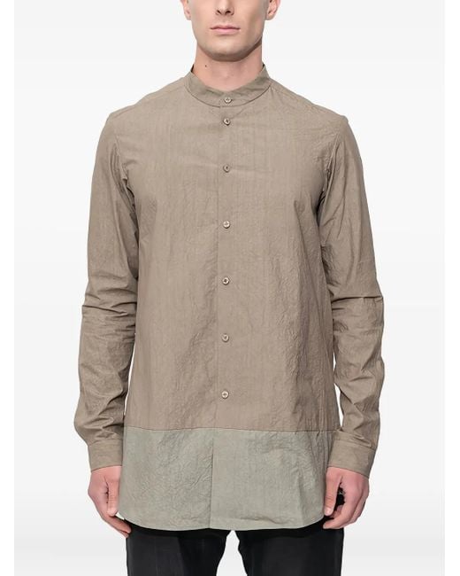 DEVOA Natural Mandarin-Collar Panelled Shirt for men