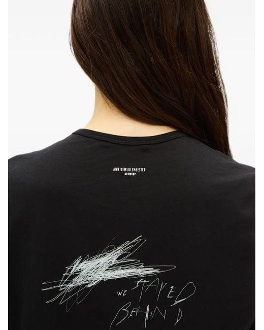 Ann Demeulemeester Black Fanie Slogan-Print Cotton T-Shirt
