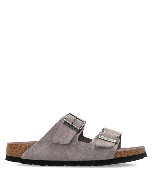 Birkenstock White Arizona Sfb Faded Tonal, Suede Leather