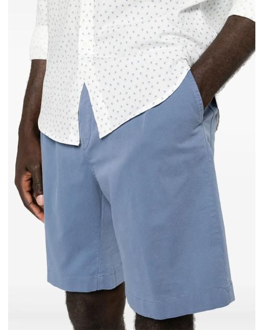 Canali Blue Mid-Rise Chino Shorts for men