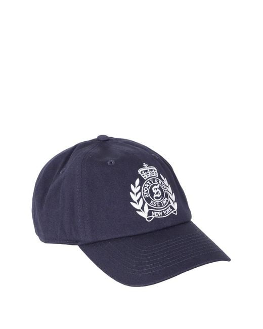 Sporty & Rich Blue Crest Embroidered Baseball Cap