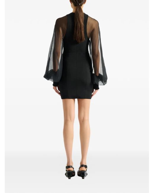 Balmain Black Short Jersey And Muslin Dress
