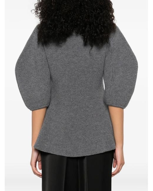 Rohe Gray Puffed-Sleeve Knitted Top