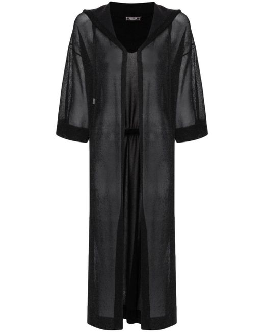 Peserico Black Hooded Semi-sheer Cardi-coat