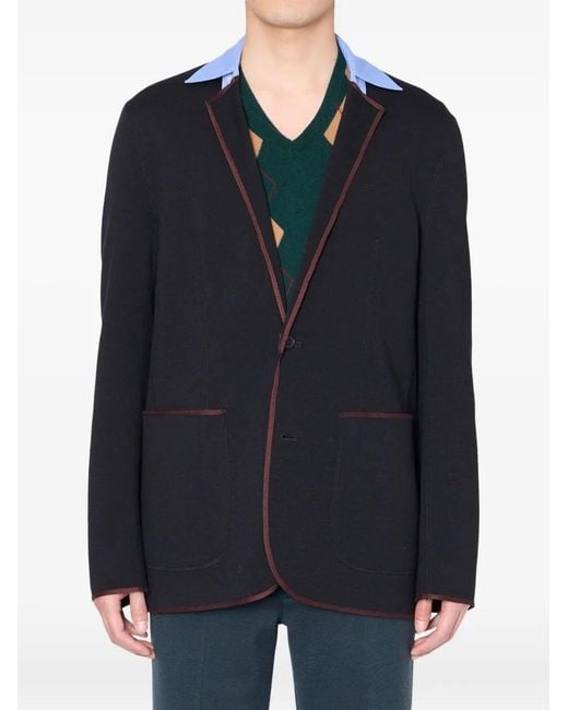 Kolor Blue Two-Button Contrast-Trim Jacket for men