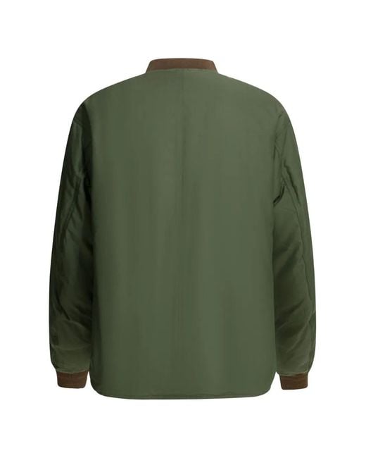 Visvim Green Contrast-Trim Button-Up Bomber Jacket for men
