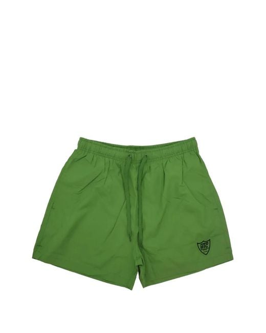 HTC Green Logo-Patch Drawstring Swim Shorts for men