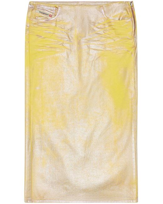Falda midi De-Pra-S2 laminada DIESEL de color Yellow