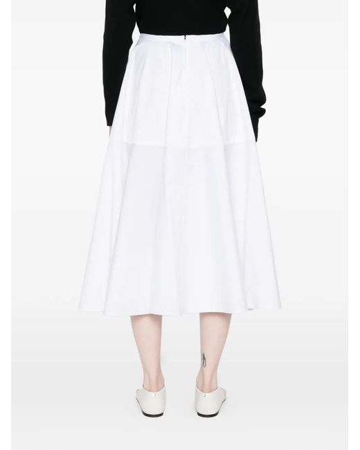 BITE STUDIOS White Zip-Fastening Midi Skirt