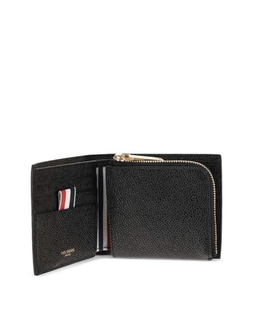 Thom Browne Black Leather Fold Wallet