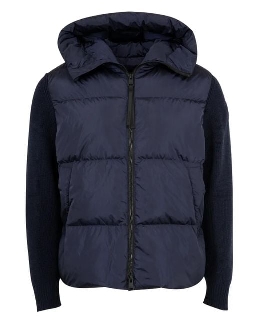 Canada Goose Blue Quilted Knit-sleeve Hooded Jacket for men