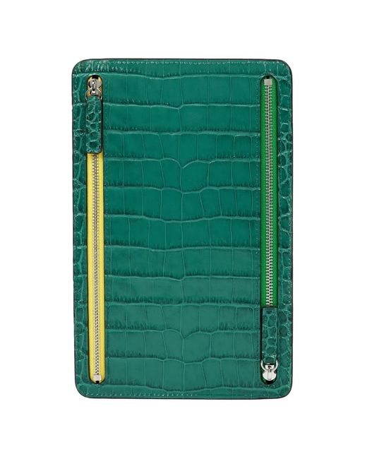 Smythson Green Mara Multi-Zip Case