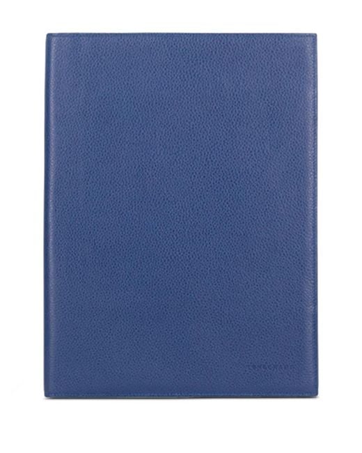 Longchamp Blue Le Foulonné Leather Notepad Cover