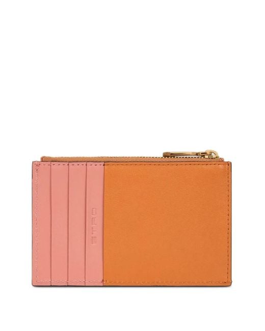 Etro Orange Portefeuille À Appliqué Pegaso