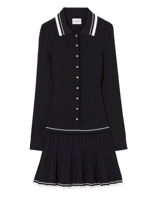 Claudie Pierlot Black Cable-Knit Pleated Dress
