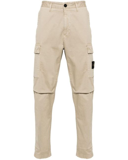 Stone Island Natural Compass-patch Tapered-leg Trousers for men