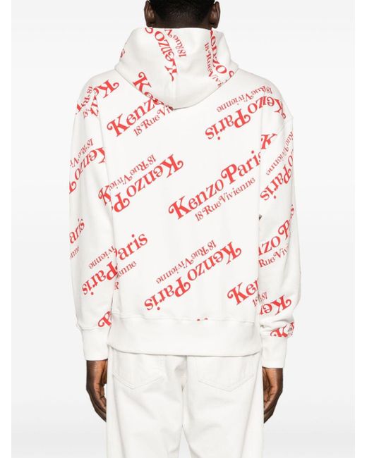 X Verdy monogram-pattern hoodie di KENZO in White