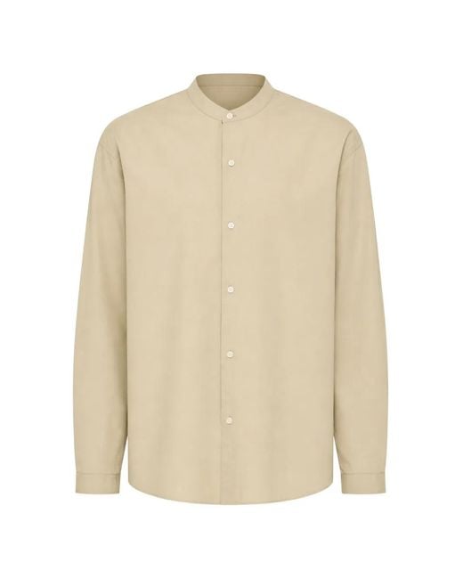 Officine Generale Natural Band-Collar Long-Sleeve Shirt for men