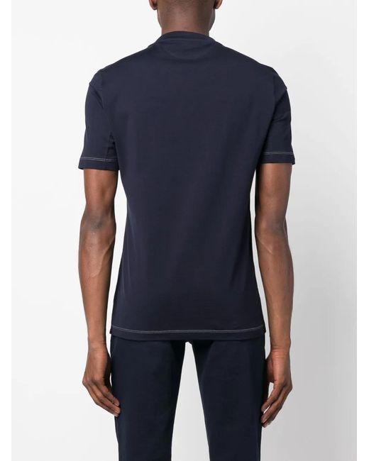 Brunello Cucinelli Blue Logo-print Cotton T-shirt for men