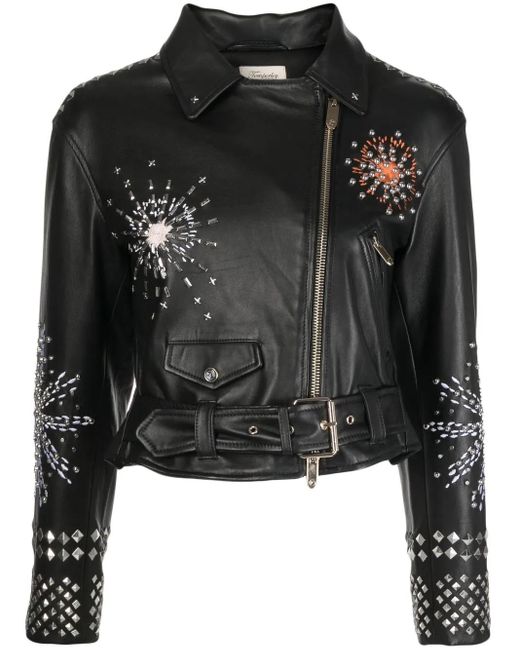 Temperley London Black Zipped Biker Jacket