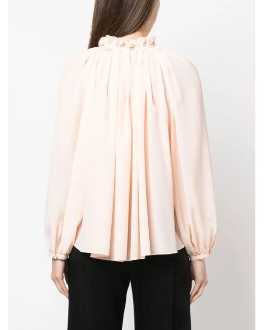 Lanvin Pink Pleated-neckline Blouse