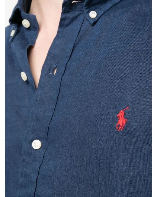 Polo Ralph Lauren Blue Breathable Linen Sport Shirt for men