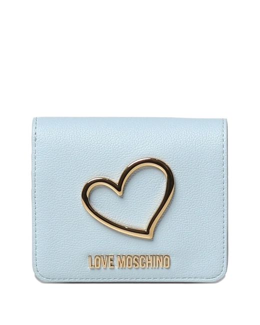 Love Moschino Blue Heart-Plaque Logo-Lettering Wallet