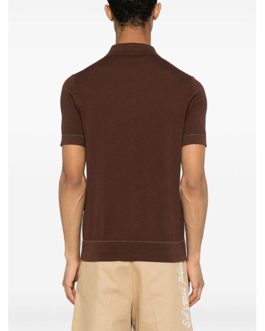 Brioni Brown Cotton Polo Shirt for men
