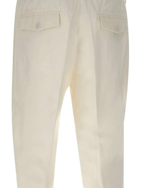 Eleventy Natural Drawstring Flap Trousers for men