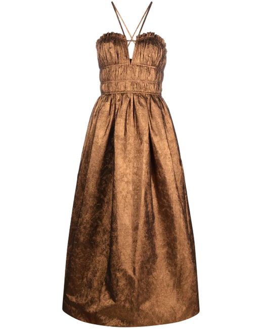Ulla Johnson Seraphina Midi-Jurk Met Halternek in het Brown