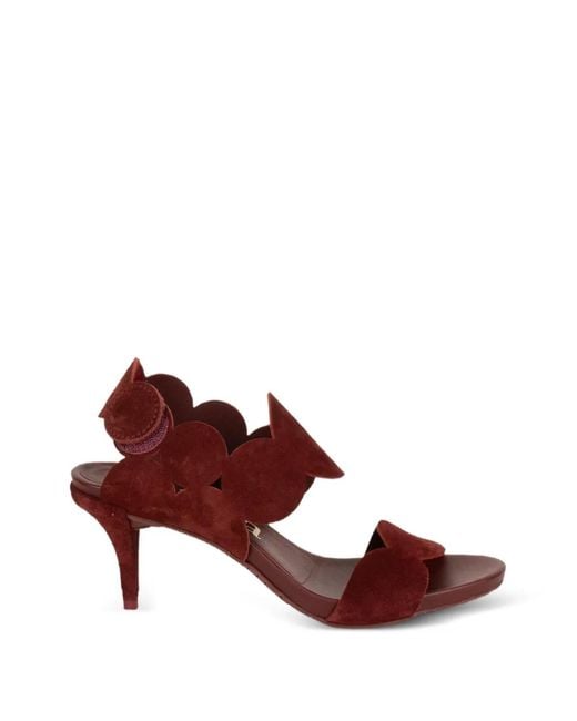 Pedro Garcia Brown Winslet Scalloped-Edge Touch-Strap Sandals