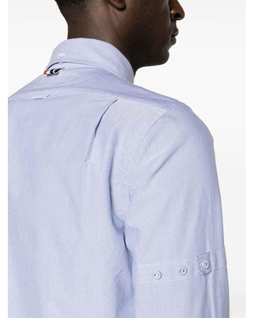 Thom Browne Blue Armband-embellished Cotton Shirt for men
