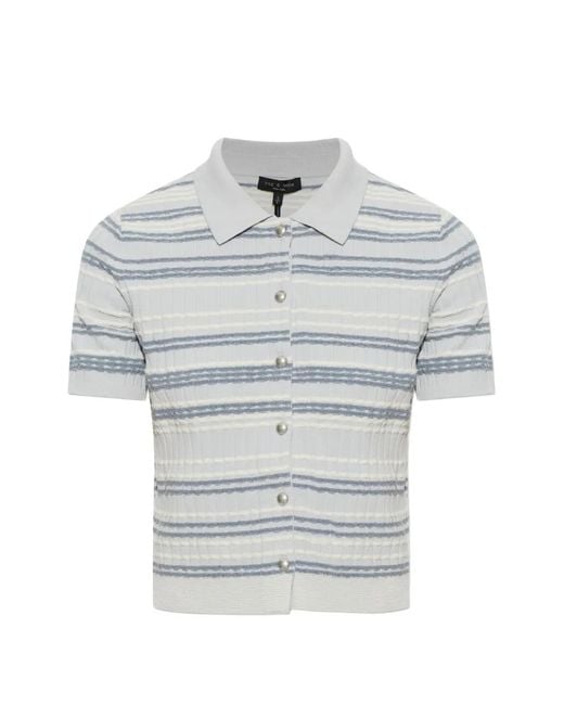 Rag & Bone Gray Striped Short-Sleeve Cardigan