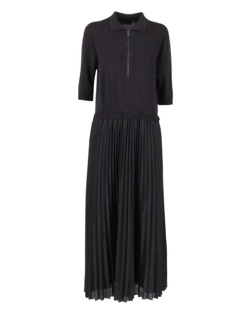 Lorena Antoniazzi Black Falten-Maxikleid Mit Reißverschluss