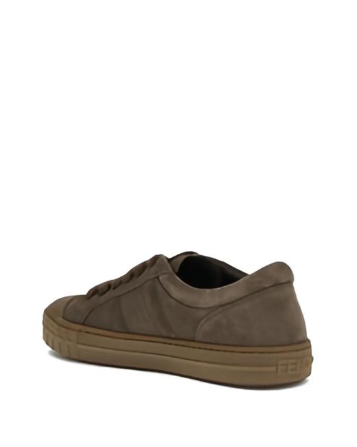 Fendi Brown Domino Logo Trainers for men