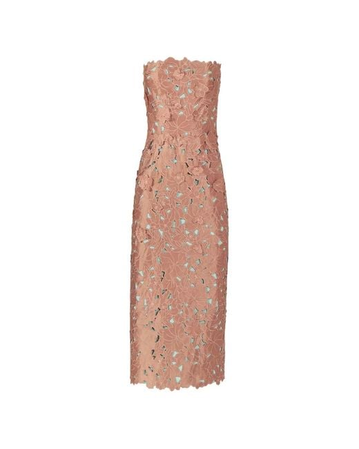 Costarellos White Zira Floral-Cut Strapless Midi Dress