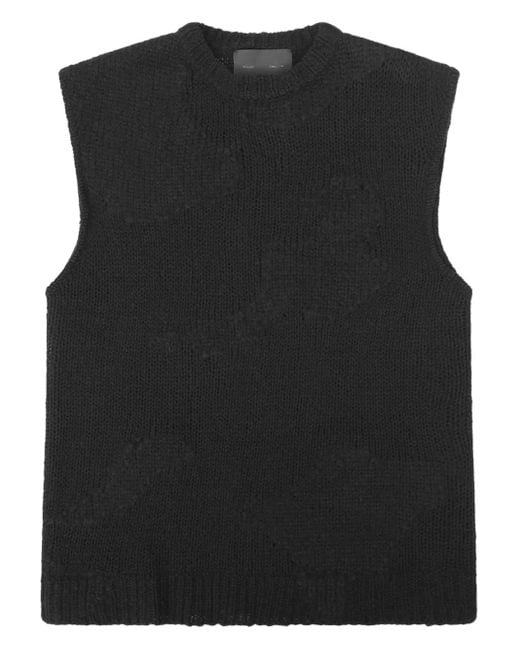 HELIOT EMIL Black Textured Crew-Neck Vest for men