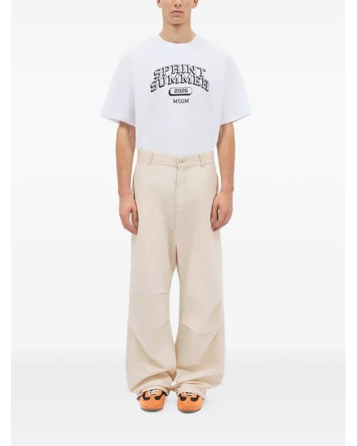 MSGM White Welt-Pocket Trousers for men