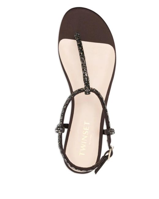 Twinset Brown Beaded Sandals