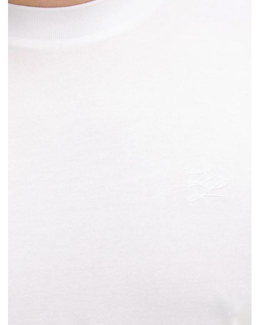 Karl Lagerfeld White Round-Neck T-Shirt for men