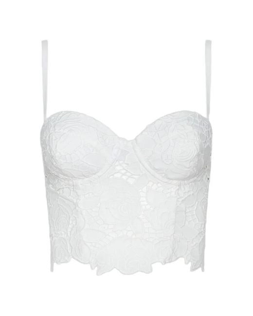 L'Agence White Sonya Floral-Lace Bralette