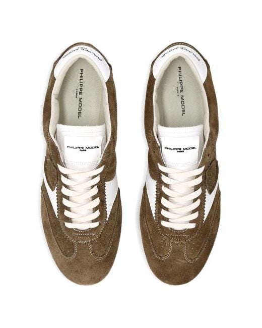 Philippe Model Brown Planche Lateral-Logo Suede Sneakers for men