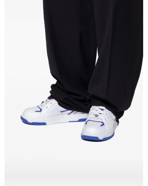 Versace White Greca Pattern Leather Sneakers for men
